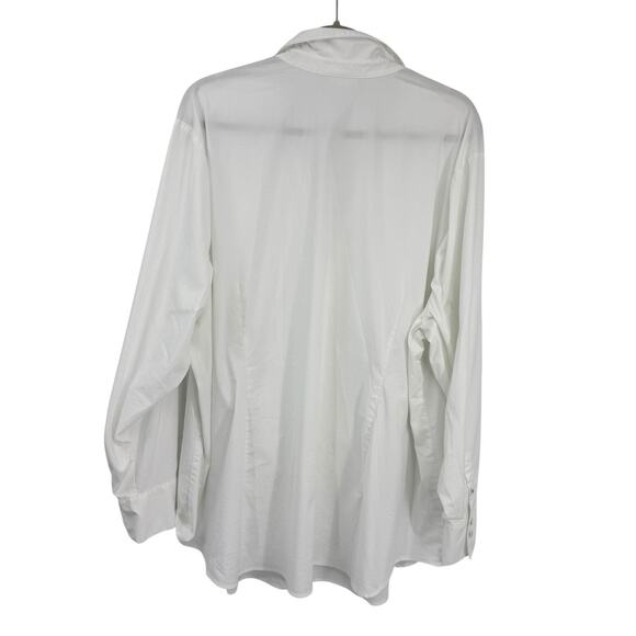 J Jill Plus 4X White Shirt Collection Long Sleeve V Neck Button Up Tunic Classic - Picture 3 of 9